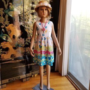 Sugar Pocket Size 6 Blue Butterfly Cotton Dress